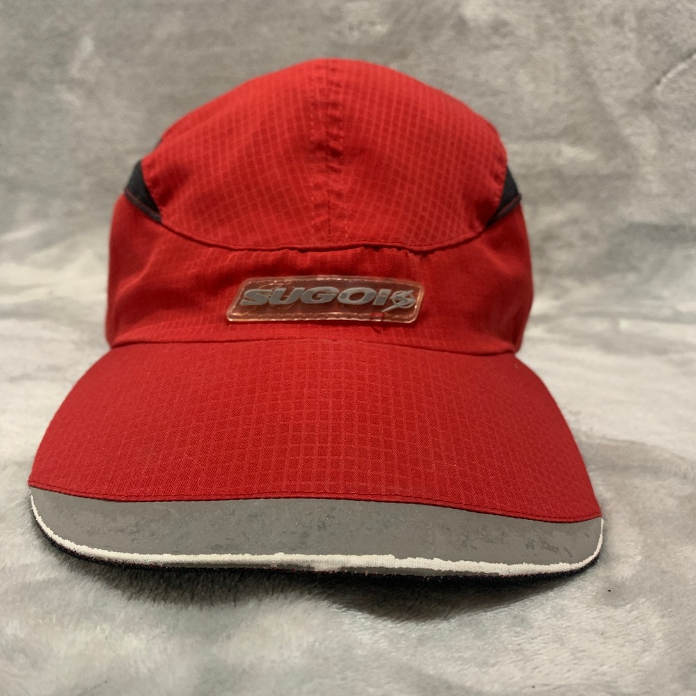 SUGOI Men's Red Performance Running Cycling Hat Cap Reflective Adjustable Strap